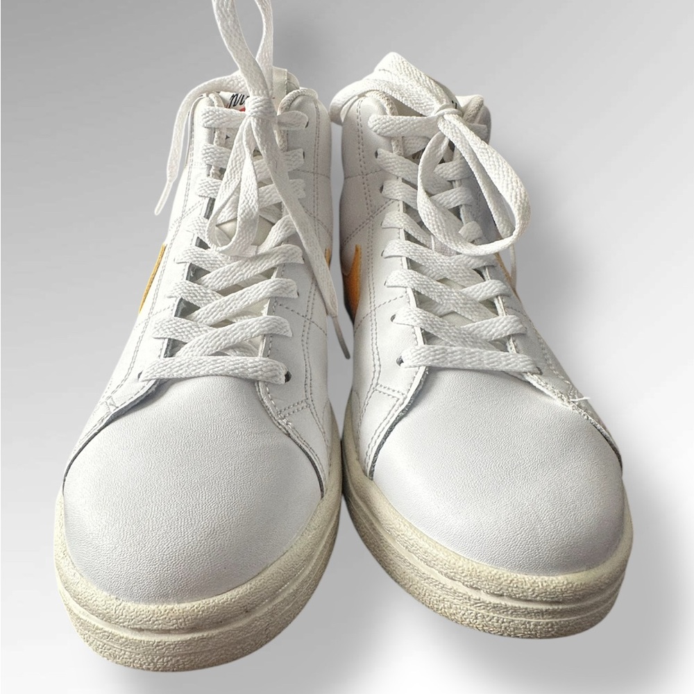 Nike Womens 8 Sneaker Court Royale 2 Mid White Gold Swoosh Retro Shoe DJ2005-100 - Picture 6 of 12